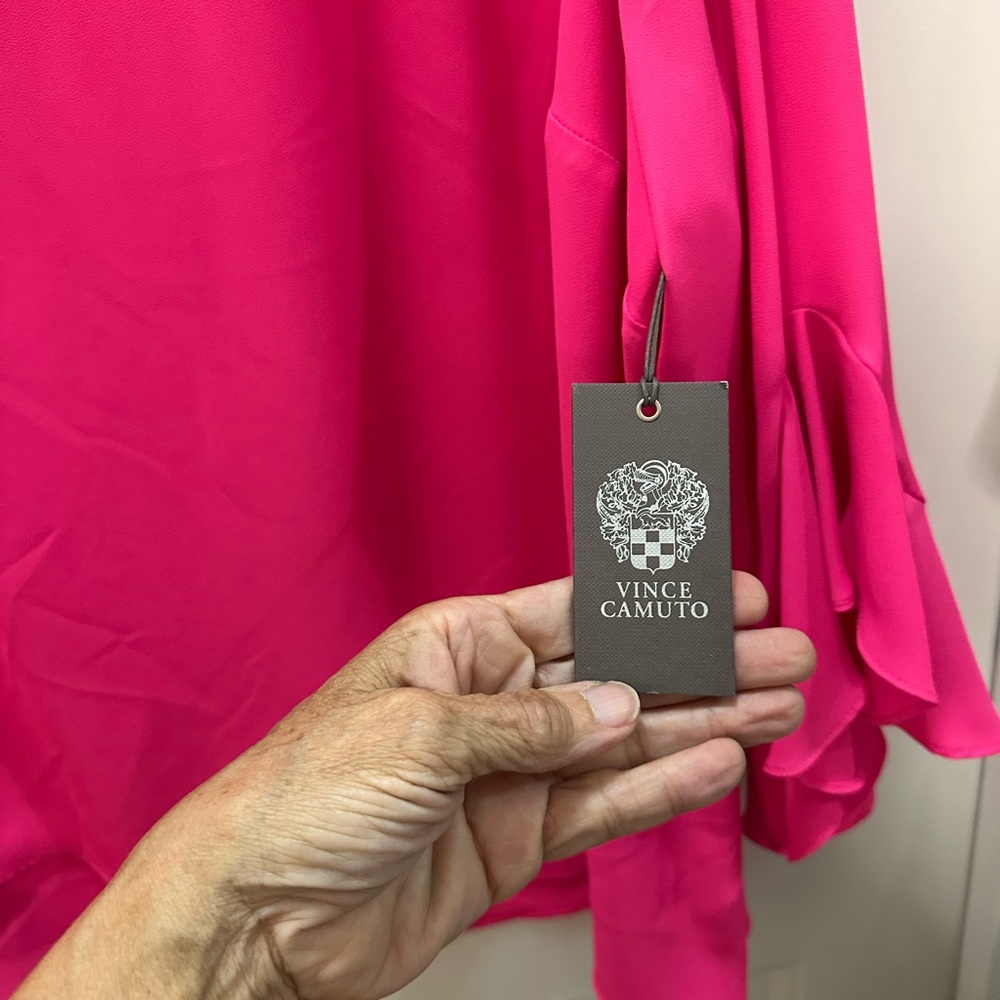 NWT Vince Camuto Fuchsia V-Neck Blouse 3x boho - Picture 4 of 7